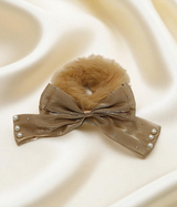 hair tie soft furr with silky bow mix color