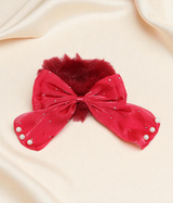hair tie soft furr with silky bow mix color