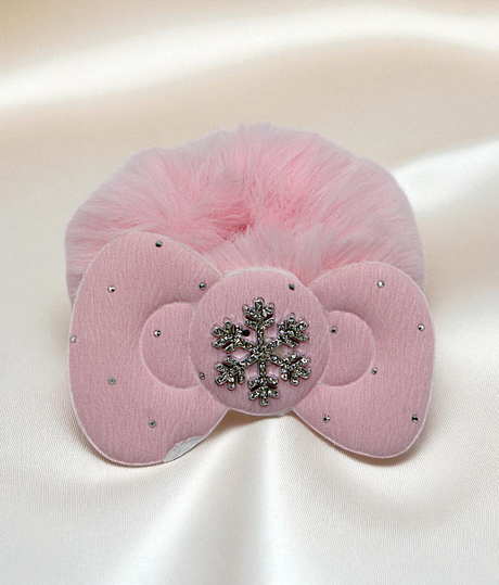 hair tie furr with bow mix color