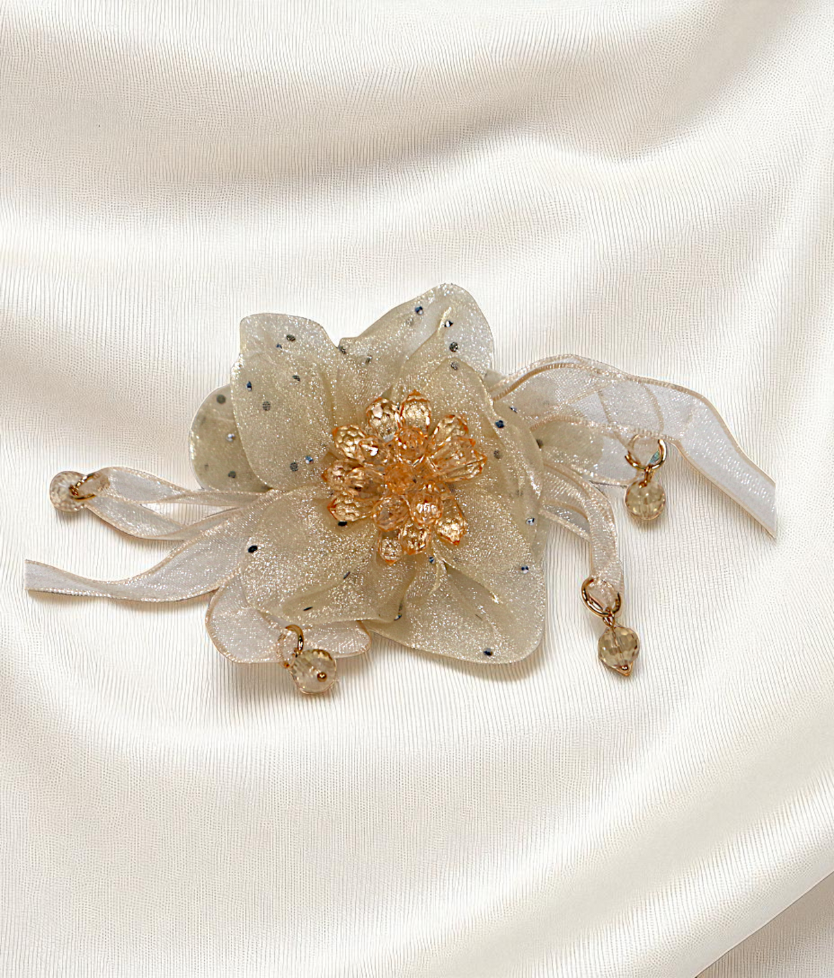 scrunchie mix color with organza flower pearls