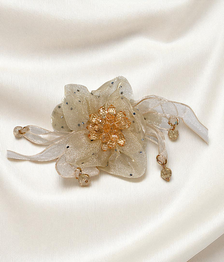 scrunchie mix color with organza flower pearls