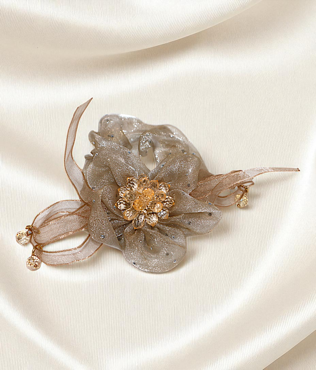 scrunchie mix color with organza flower pearls