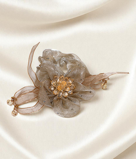 scrunchie mix color with organza flower pearls