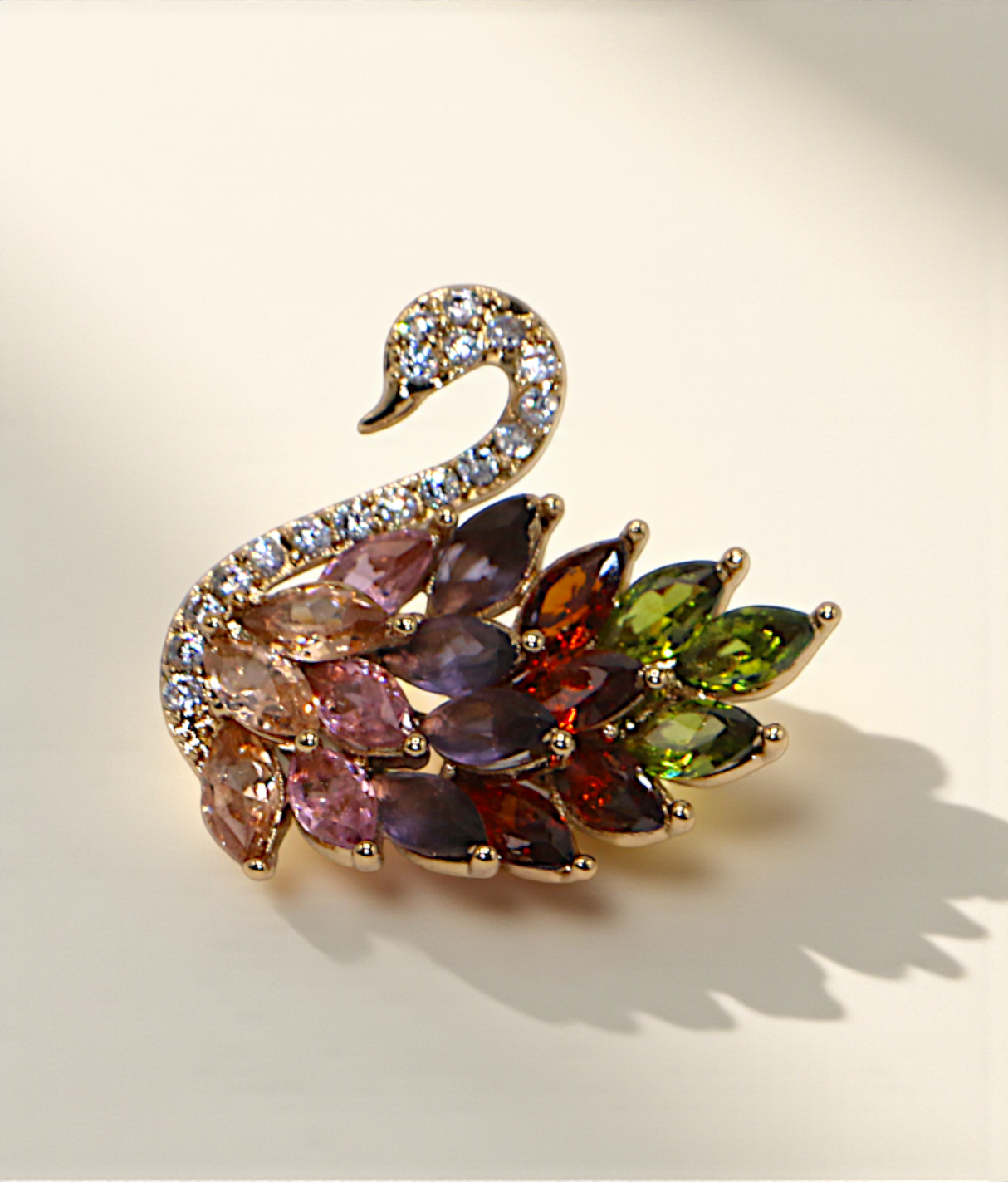 brooch duck shape crystal stone