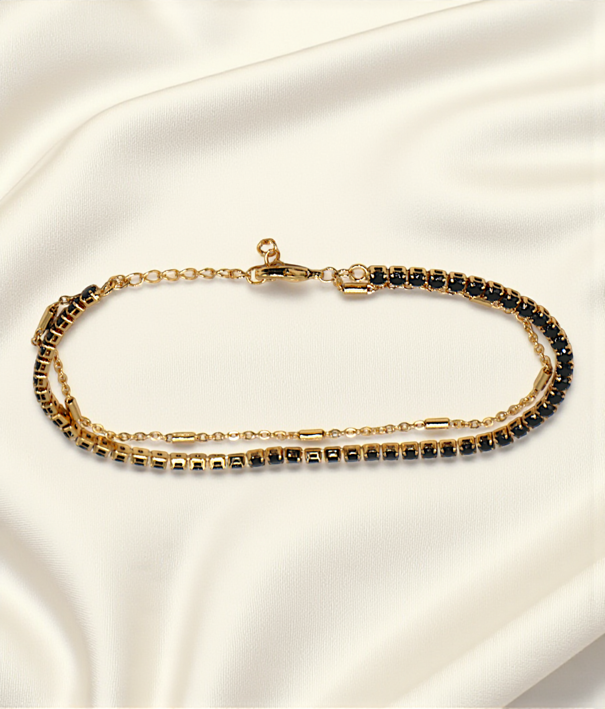anklet golden black stone