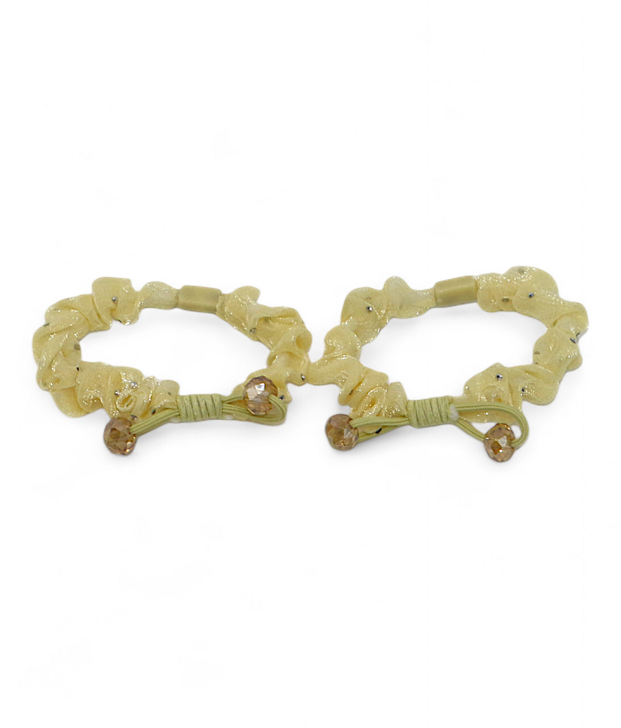 hair tie pair mix color organza with crystal pearls