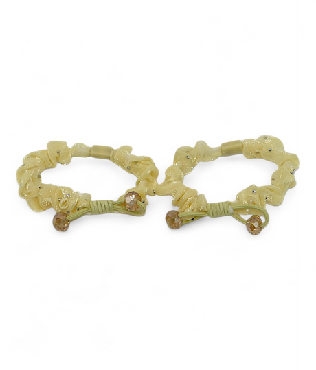 hair tie pair mix color organza with crystal pearls