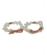 hair tie pair mix color organza with crystal pearls