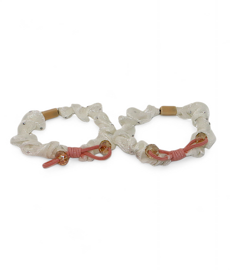 hair tie pair mix color organza with crystal pearls