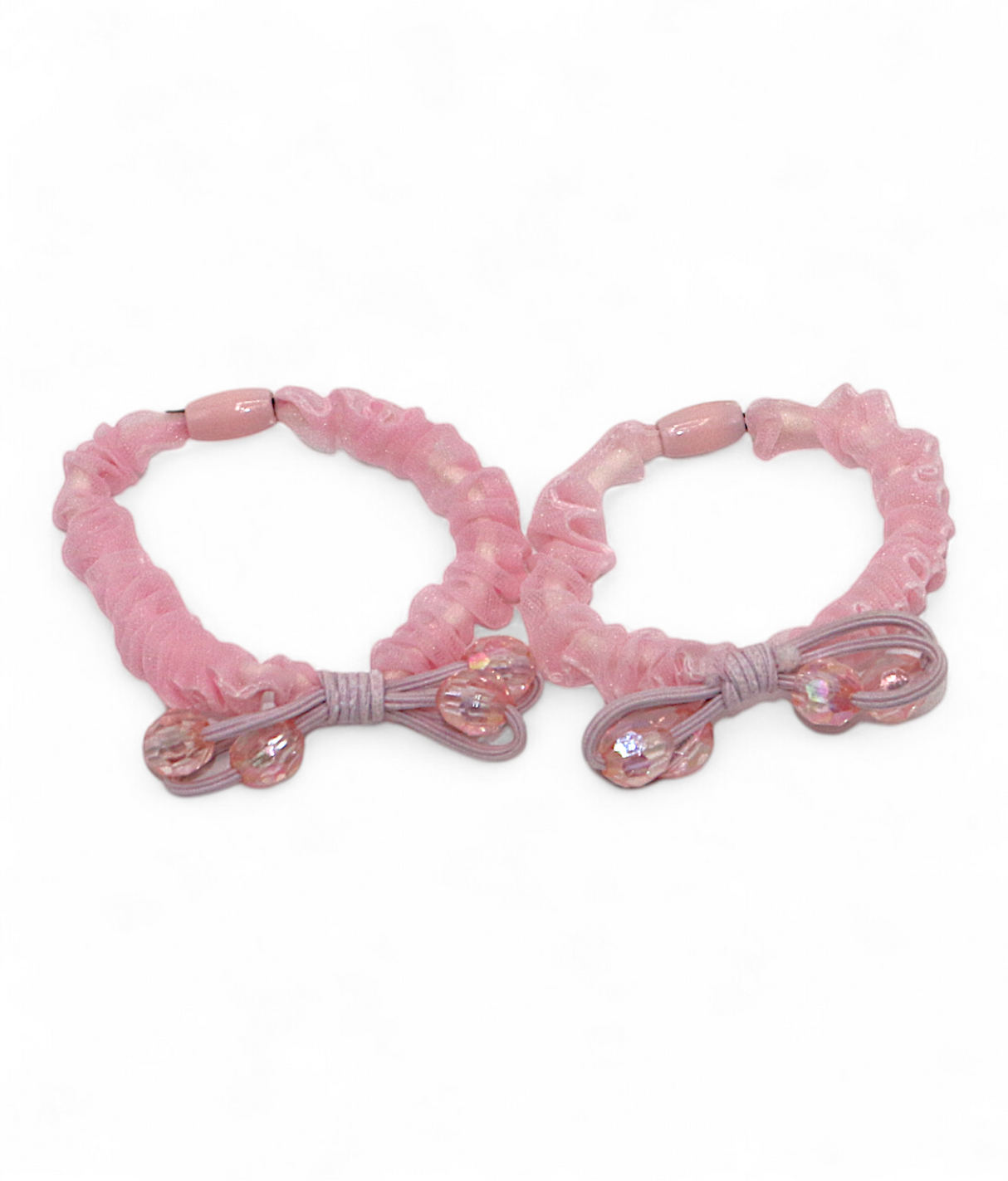 hair tie pair mix color organza with crystal pearls