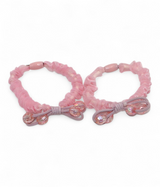 hair tie pair mix color organza with crystal pearls