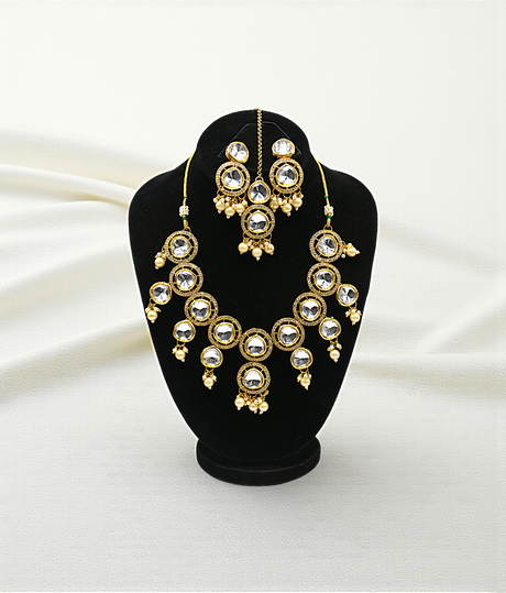 necklace set elegant gold plated kundan