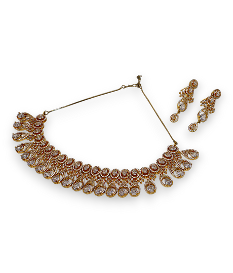 necklace set round diamond stone