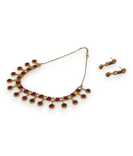necklace set gold plated diamond stone