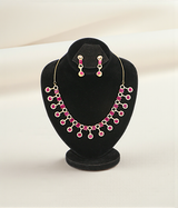 necklace set gold plated diamond stone