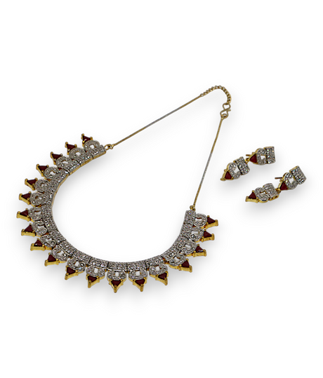 necklace set maroon stone
