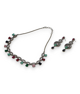 necklace set vintage silver multi stone