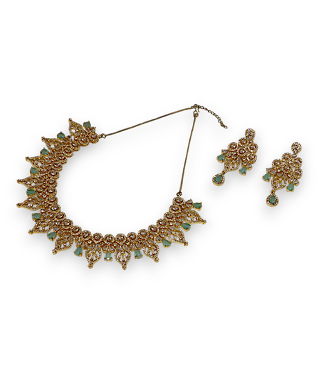 necklace brida set gold plated diamond stone