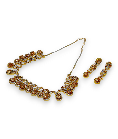 necklace set golden polki choker