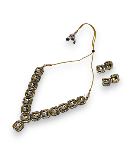 necklace set elegant silver kundan