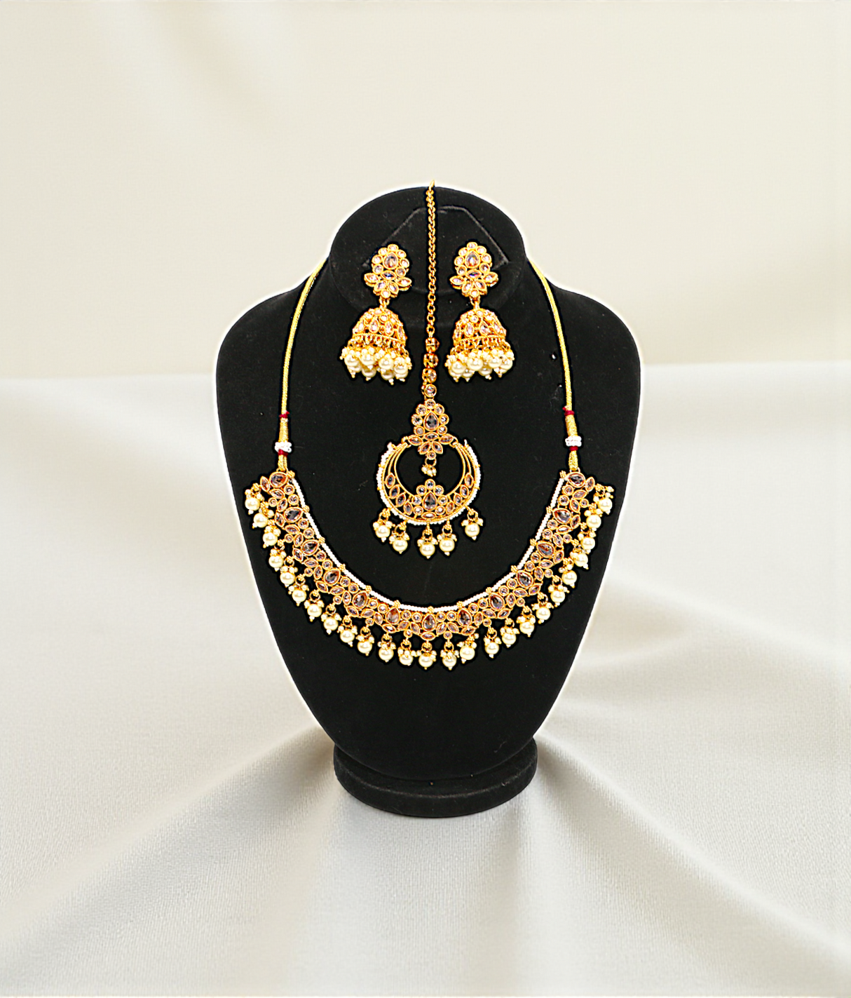 necklace bridal set golden polki choker