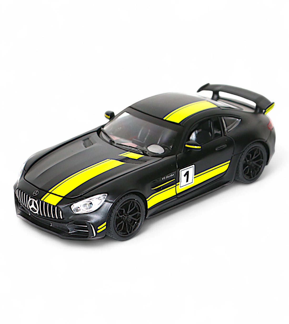 die-cast metal car mercedes amg gt 1:24 model with smoke , music & lights