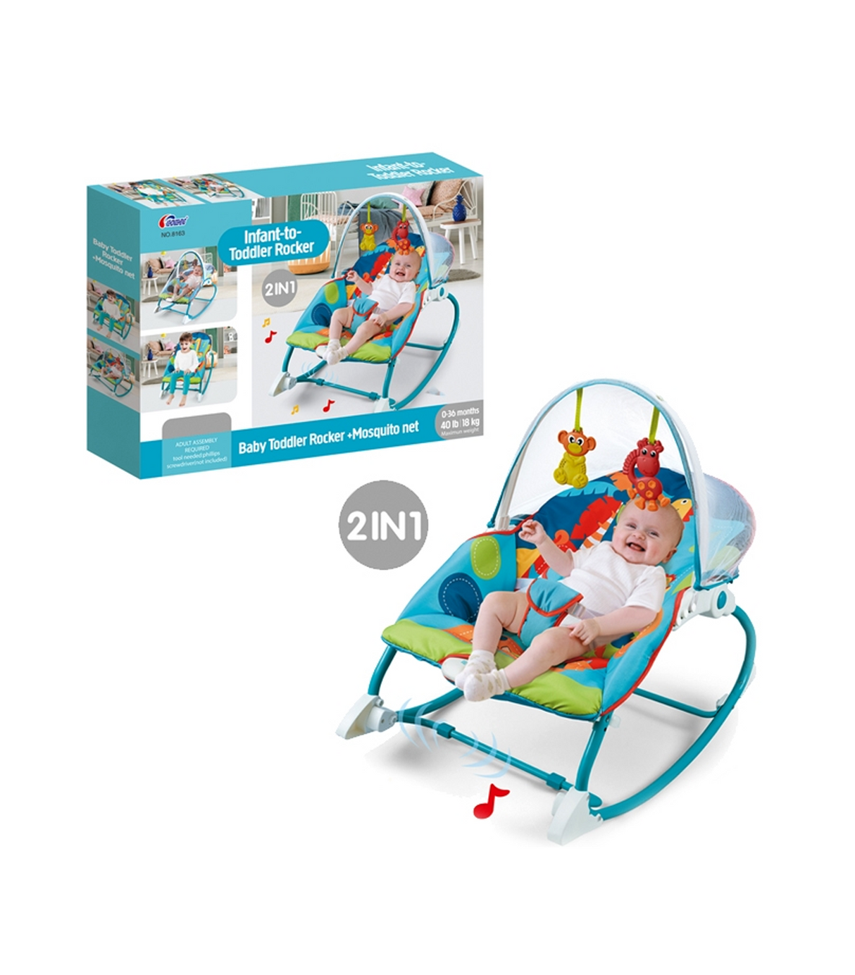 baby rocker 2in1 8166