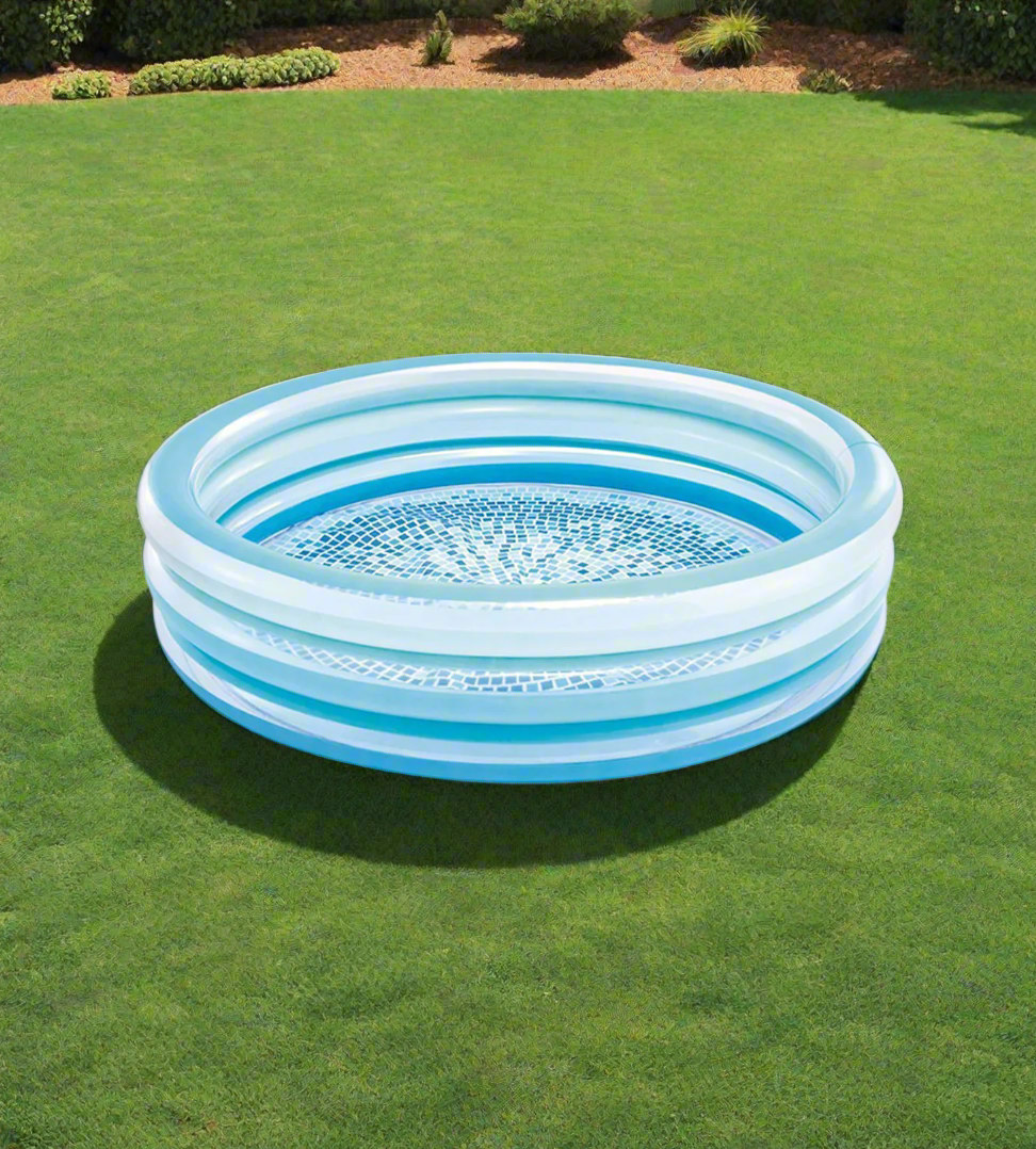 intex wet set collection inflatable kids swimming pool blue & white round 58"x13"