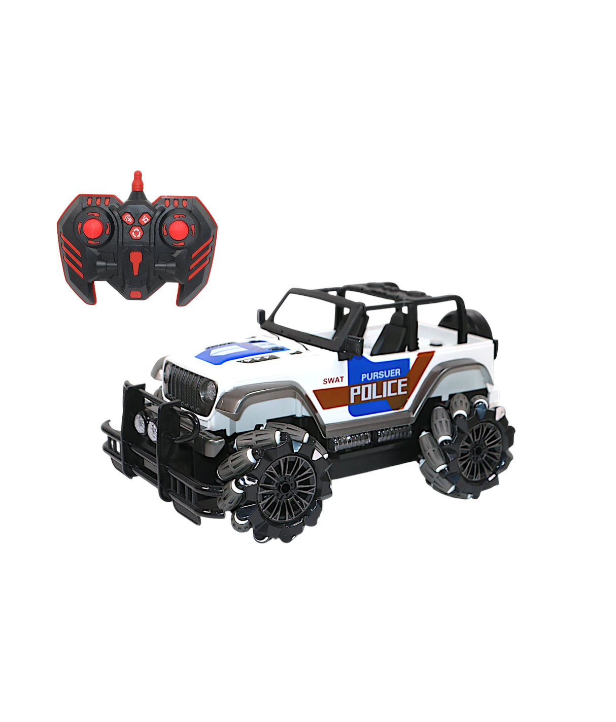 remote control stunt police jeep with light, music & spray w300-7