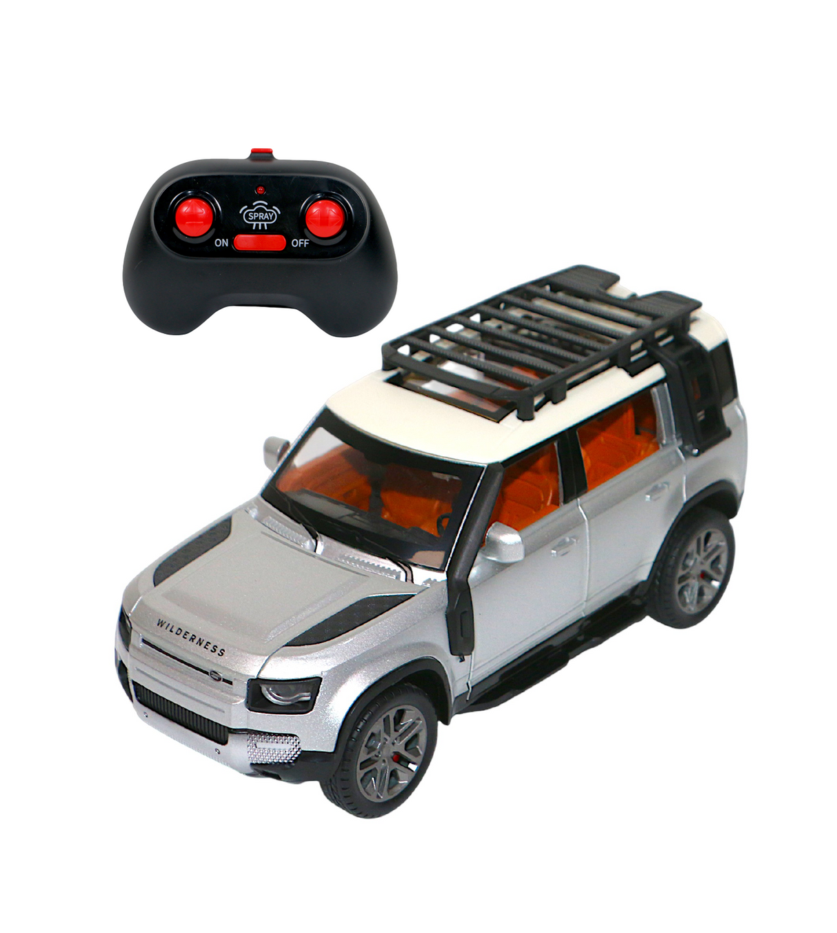 remote control die-cast metal car model defender 1:22 chargeable with spray & usb