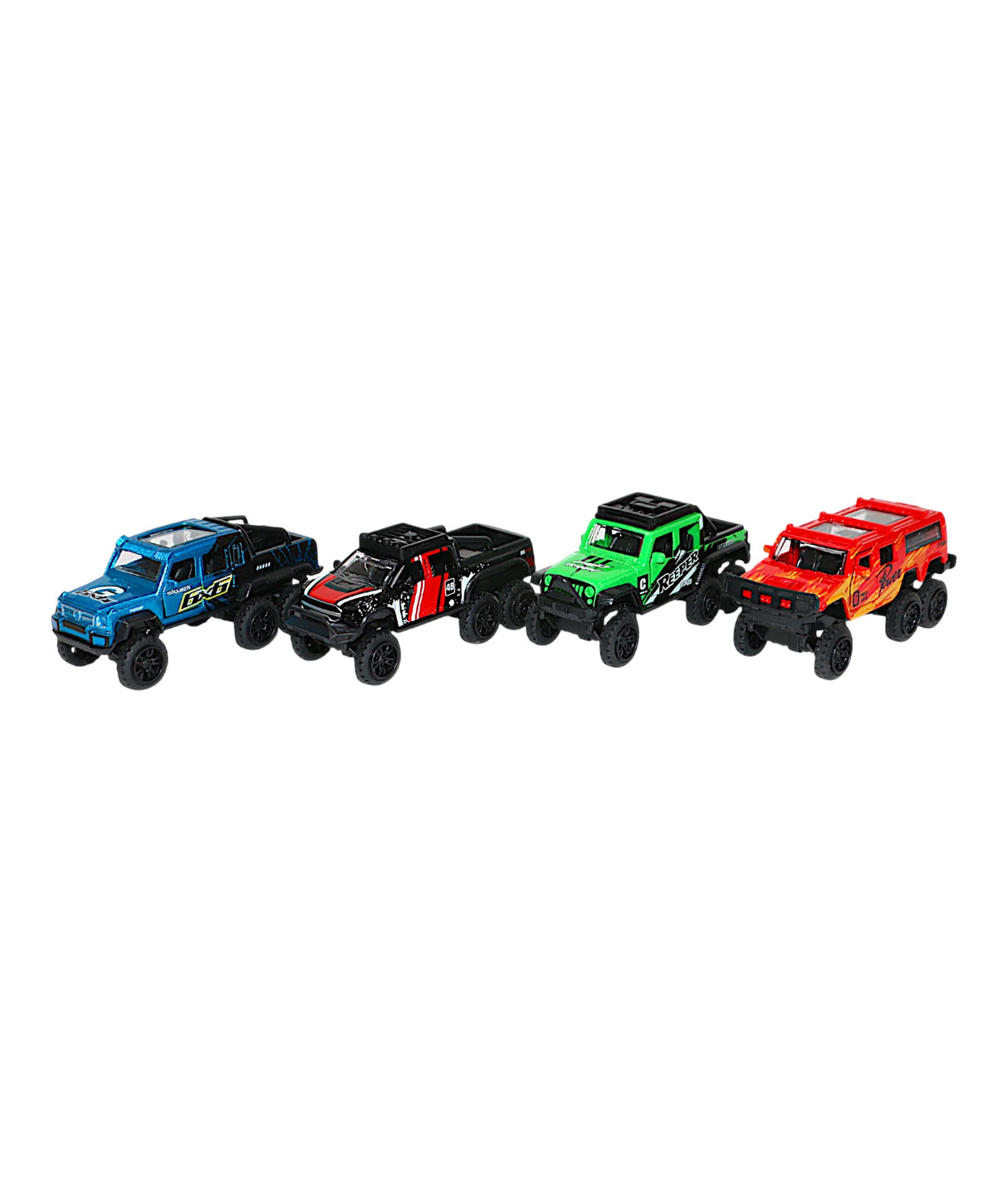 die-cast metal trucks 6x6 4pc