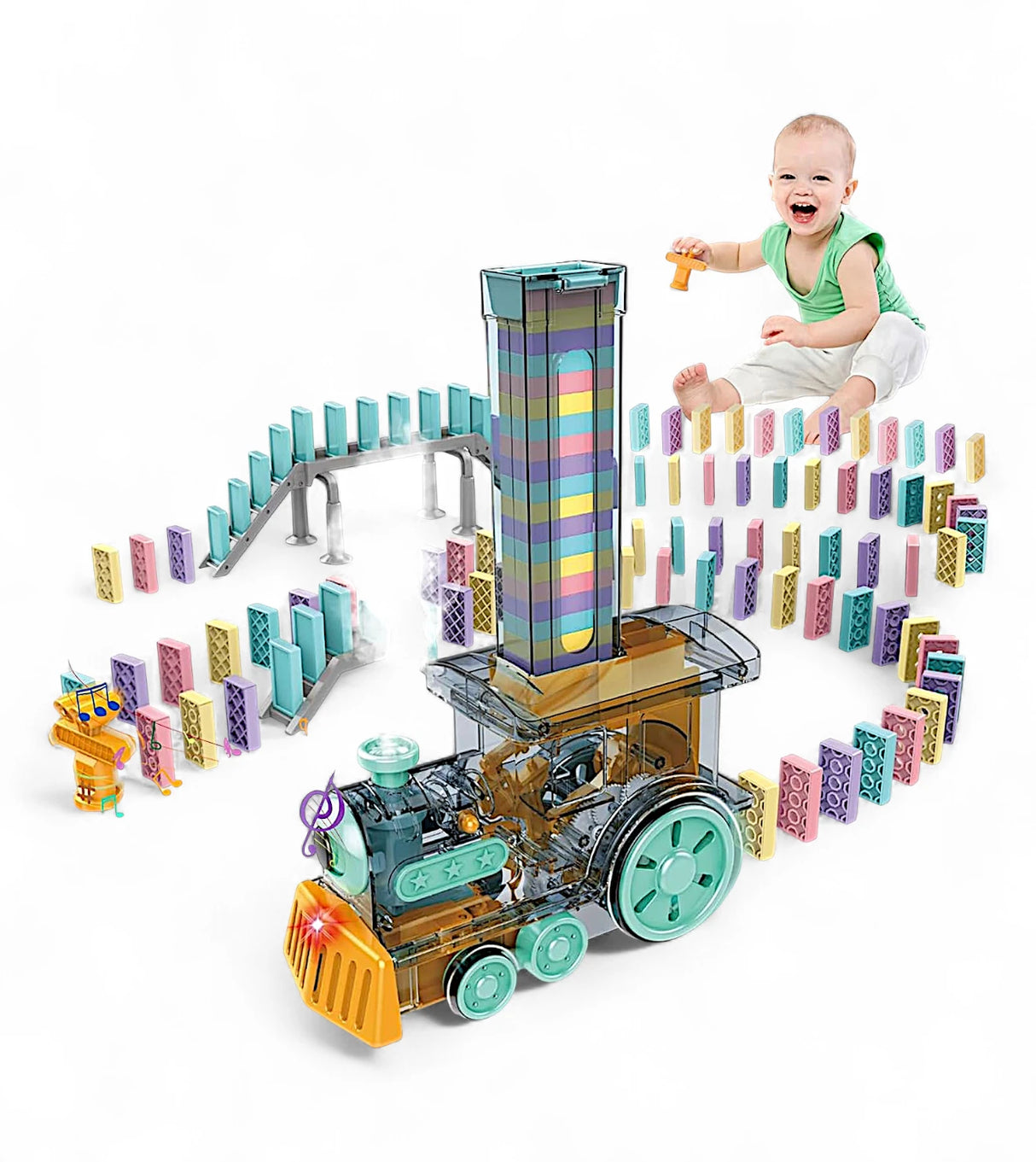 musical domino train engine with light & spray 2018b