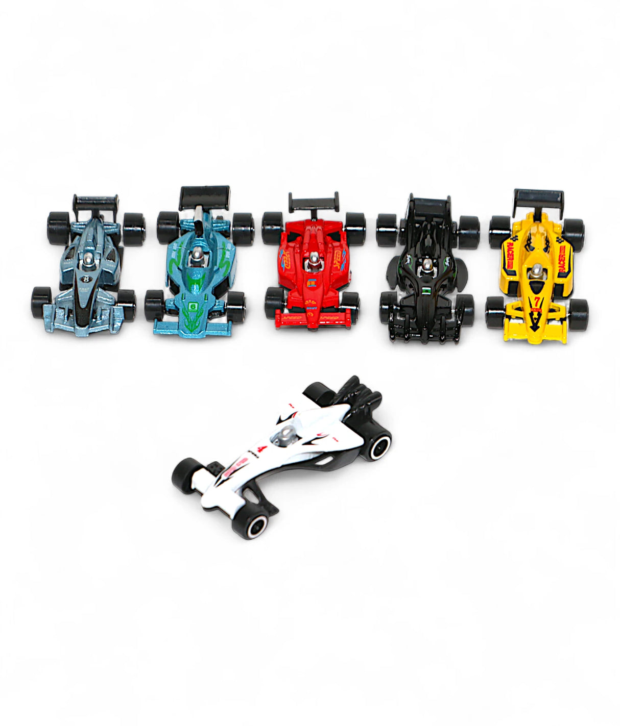 die-cast metal formula car set 6pc