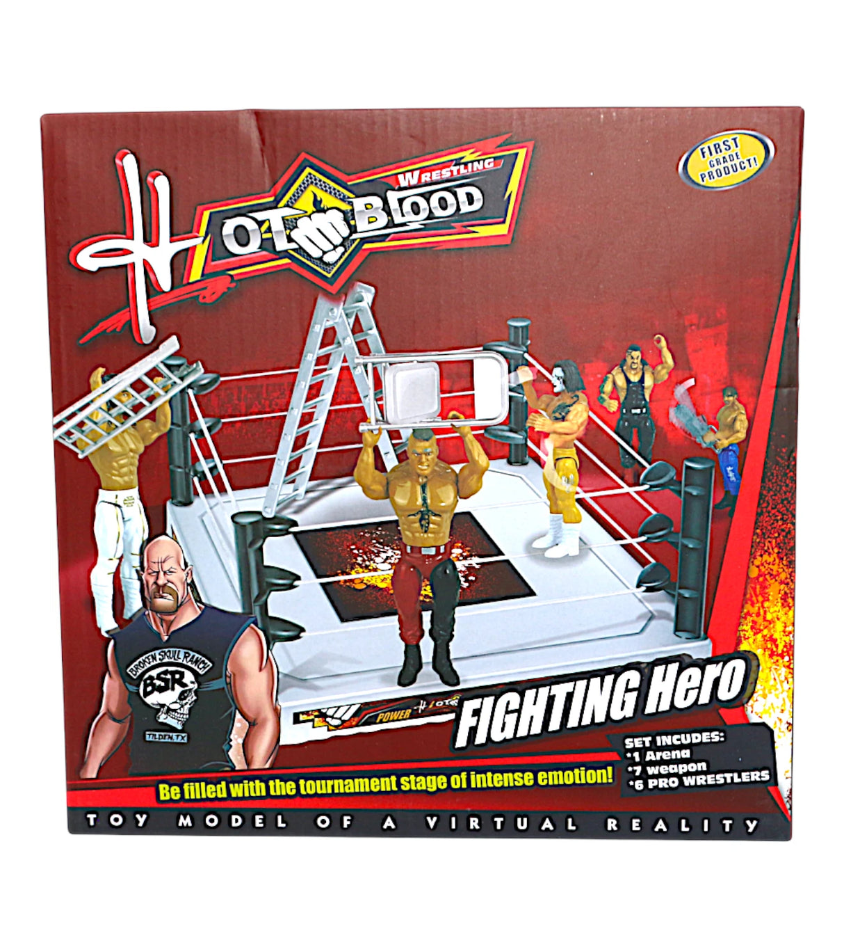 wrestler mania with ring & 6 pro wrestlers