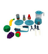 kitchen set fruits with juicer