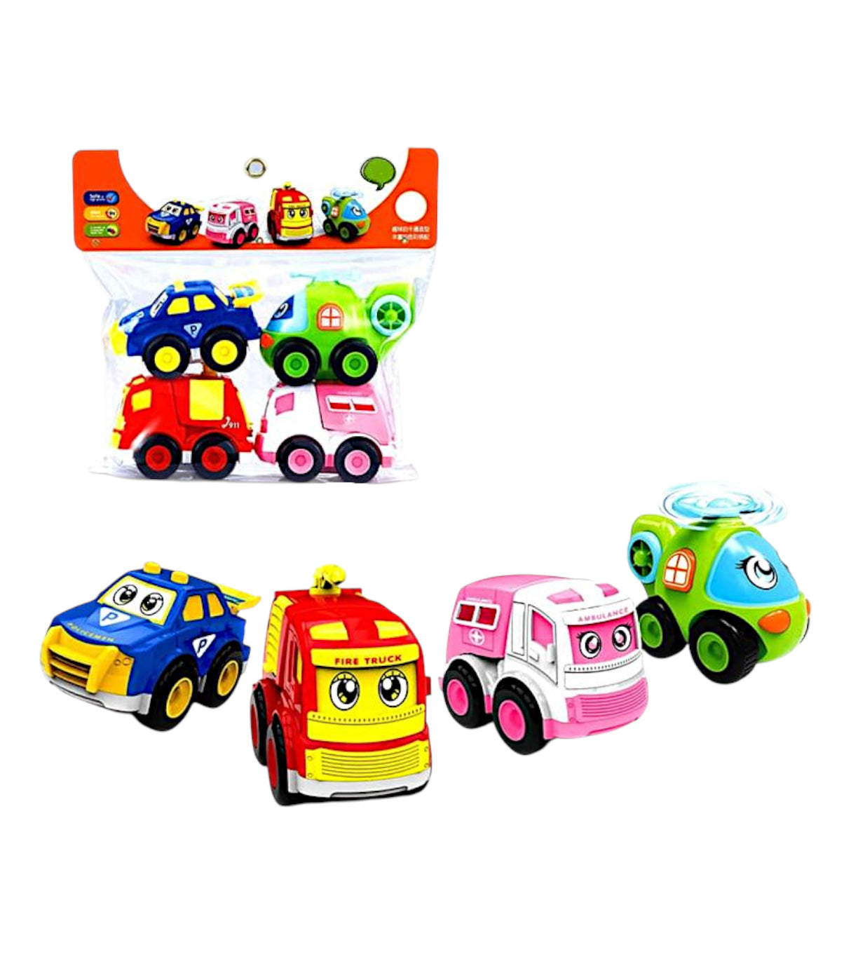 friction car set 4pc t581