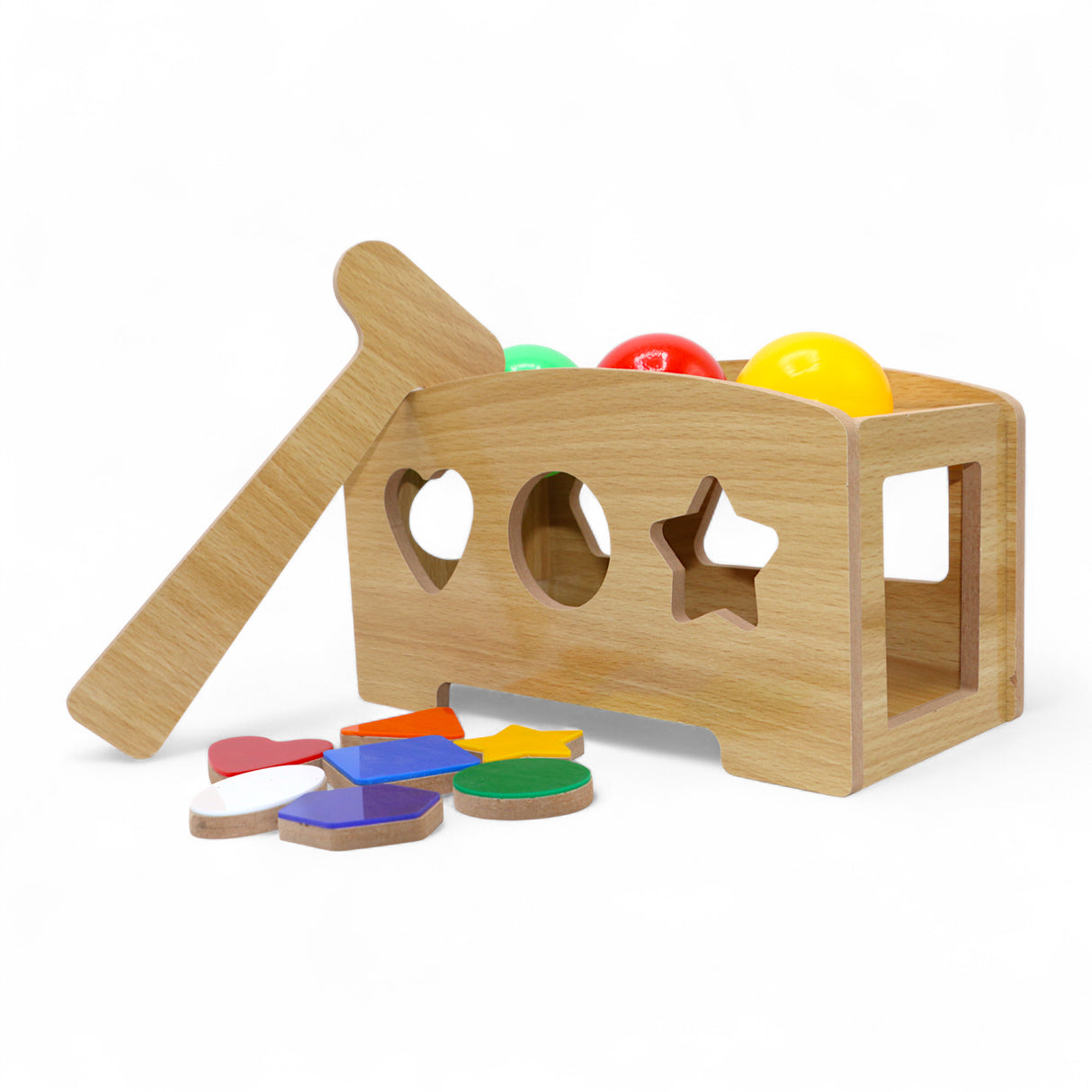 wooden smash & shape sorting game t