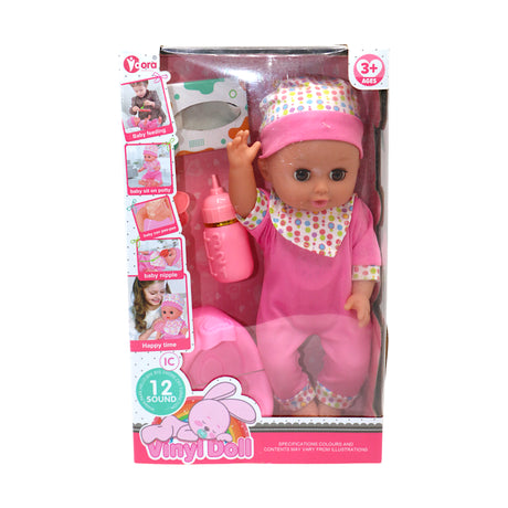 musical pvc baby doll 14'' with accessories t899
