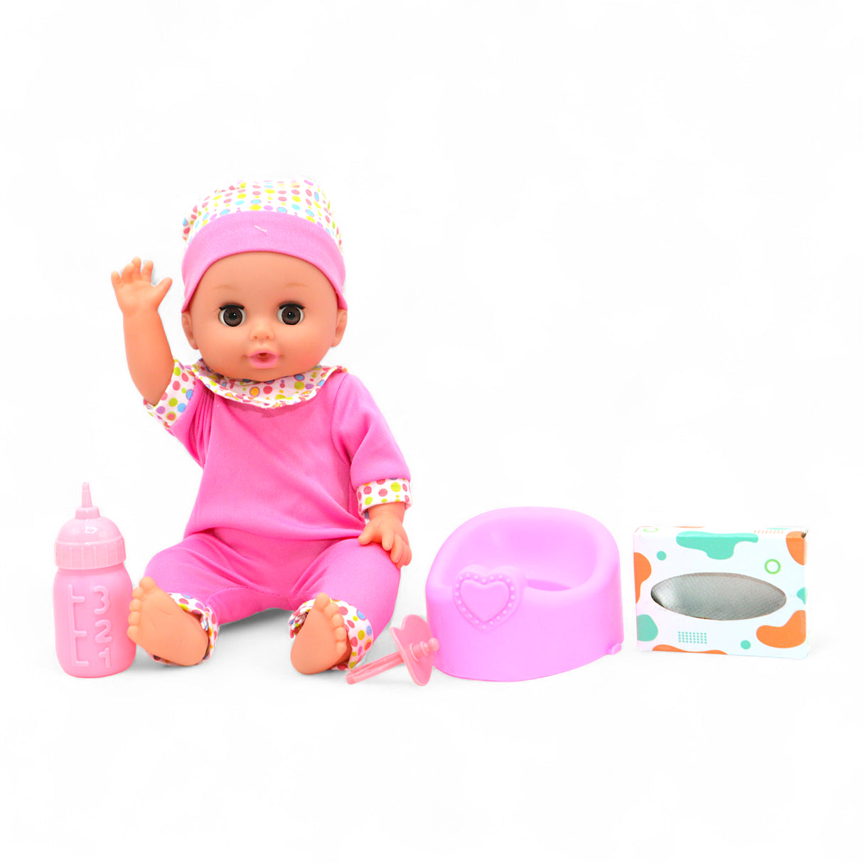 musical pvc baby doll 14'' with accessories t899
