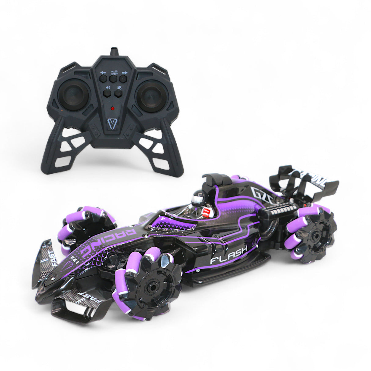 remote control stunt car chargeable with music , lights spray & usb t