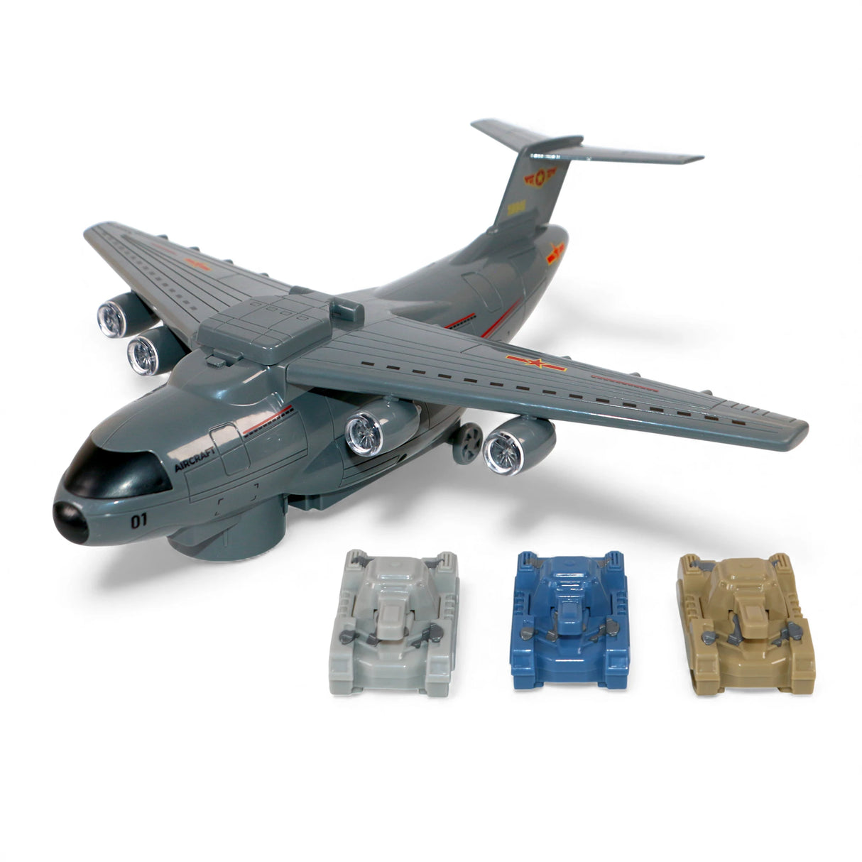 musical plane with 3 tanks & lights t039