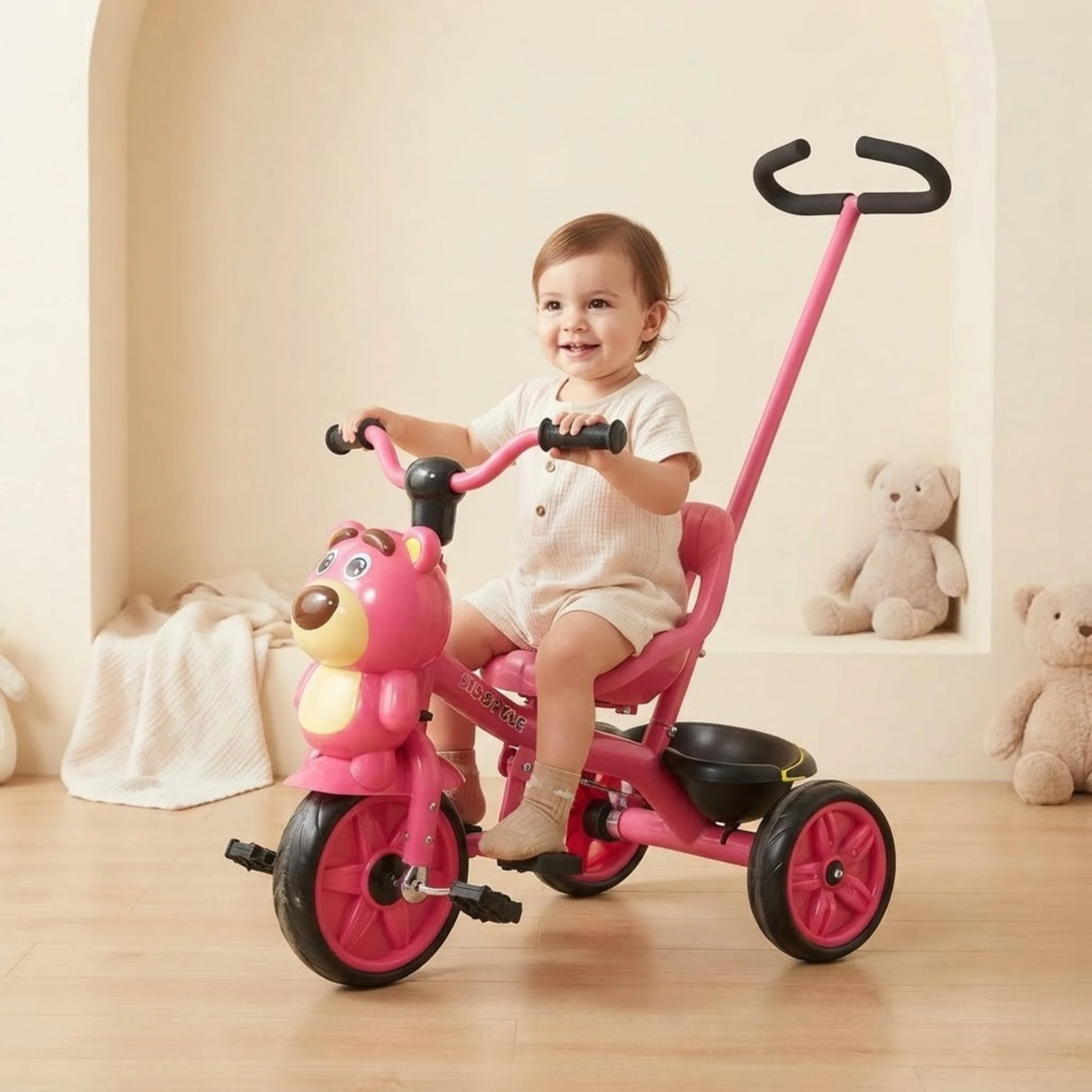 baby tricycle bear with back handle china