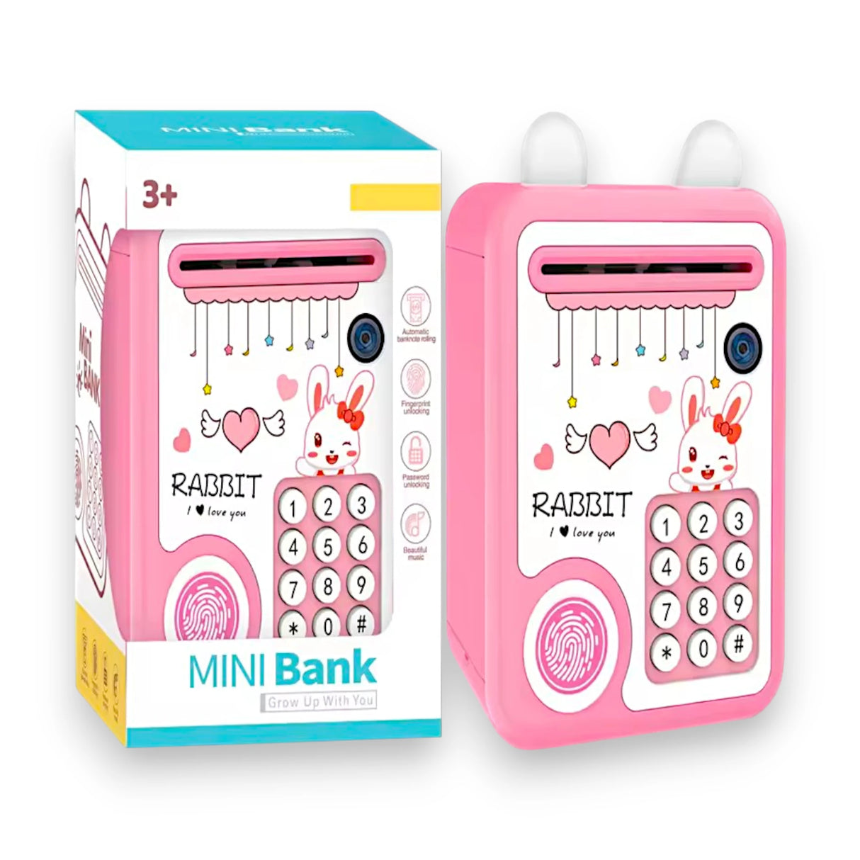 musical rabbit money bank with fingerprint scanner
