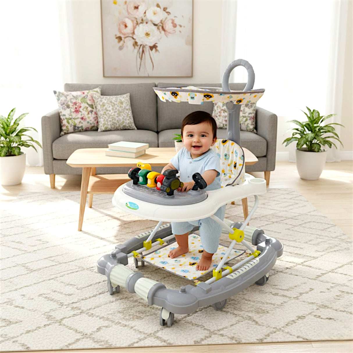 baby walker train with music , foot support & umbrella china