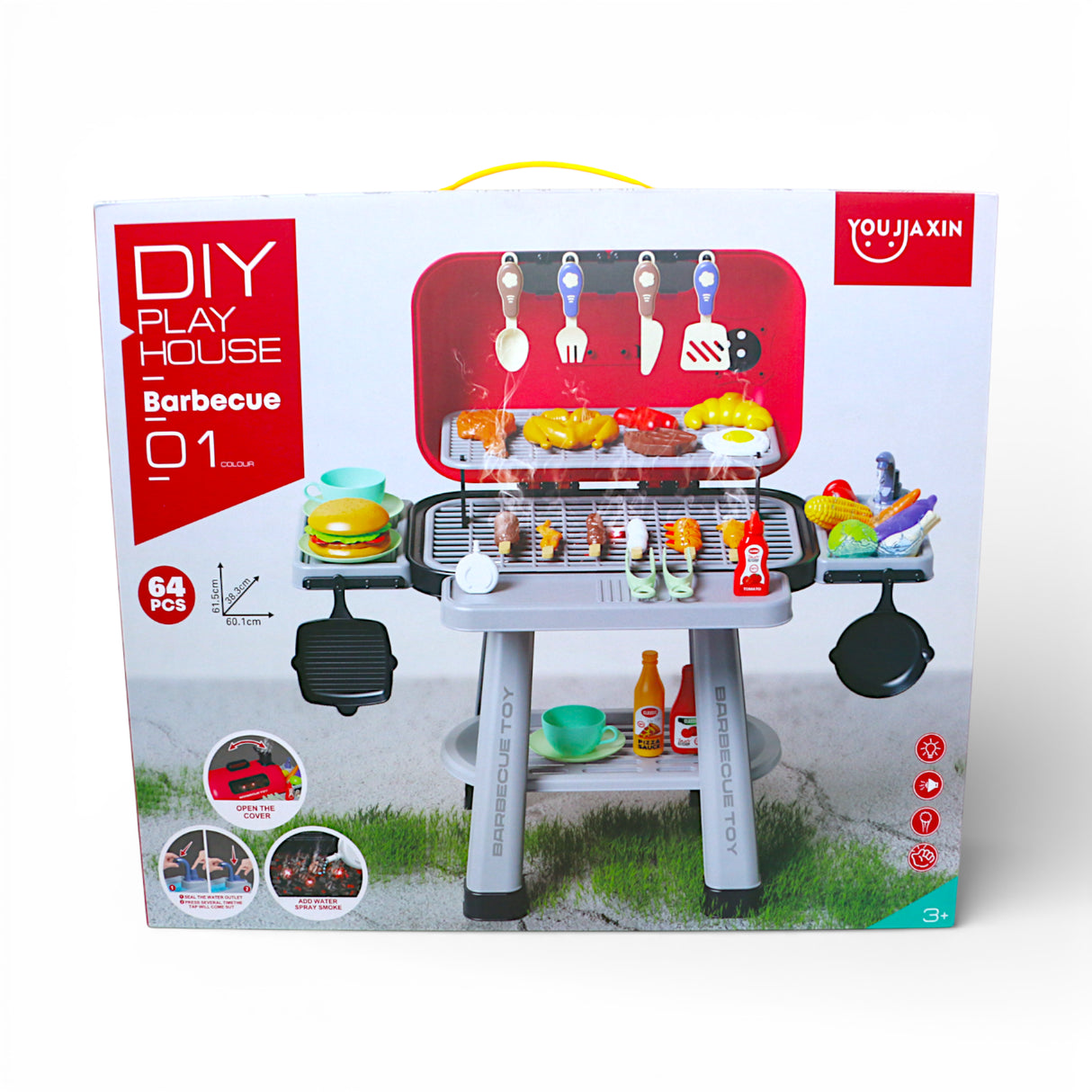 barbeque play house set 64 pc with lights & spray 60.1x38.3x61.5cm china