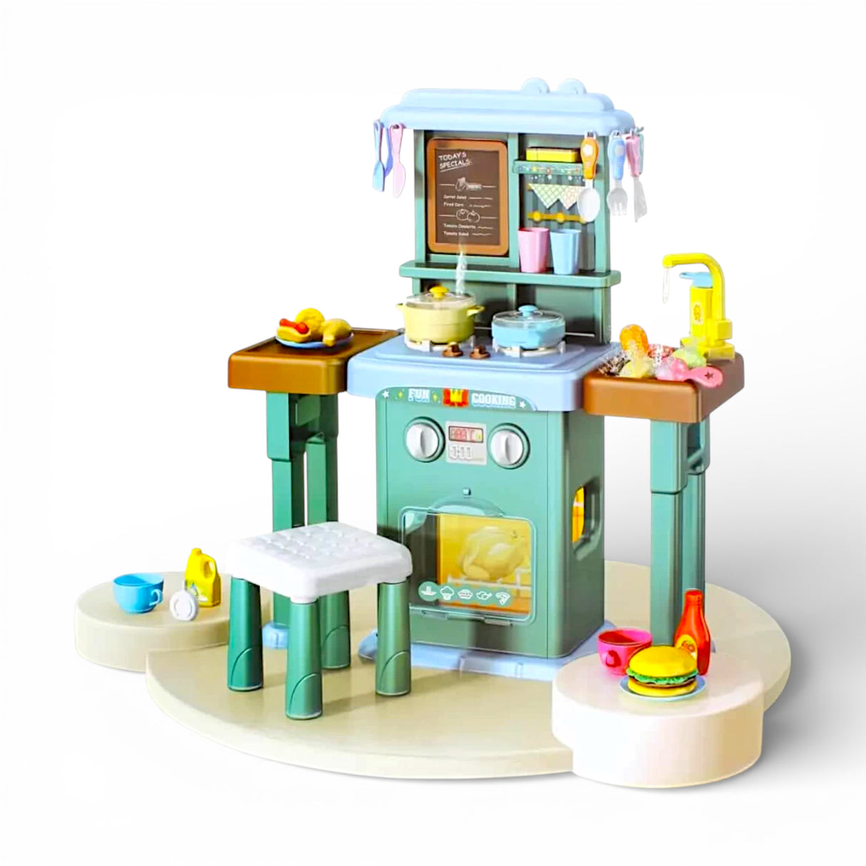 kitchen set 64pc with lights & spray china