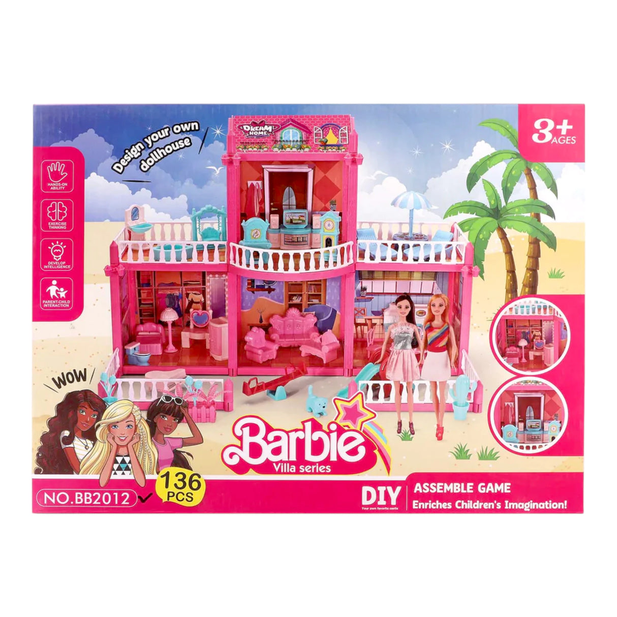barbie doll house 136pc