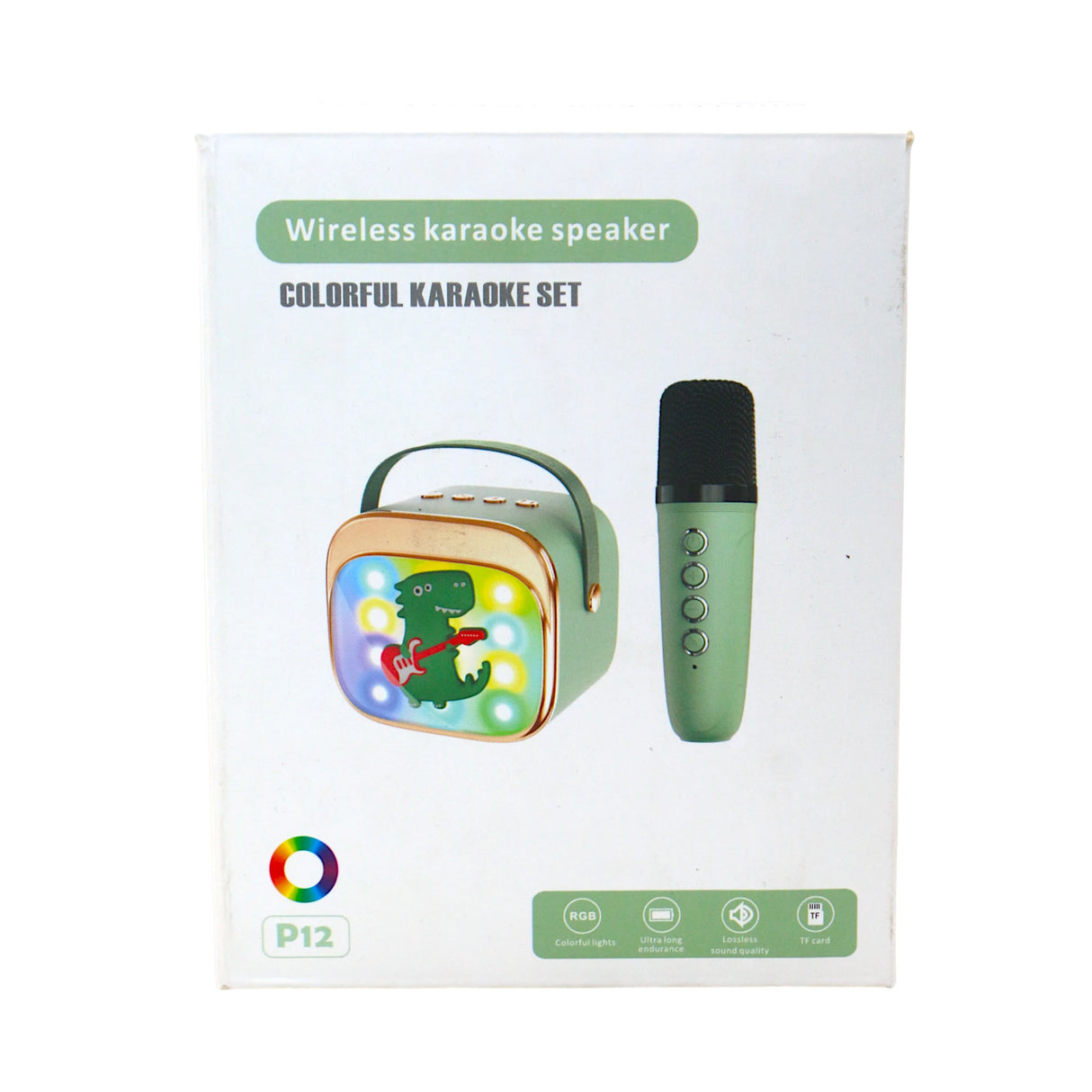 karaoke wireless dual microphone with bluetooth speaker , led lighths & usb china