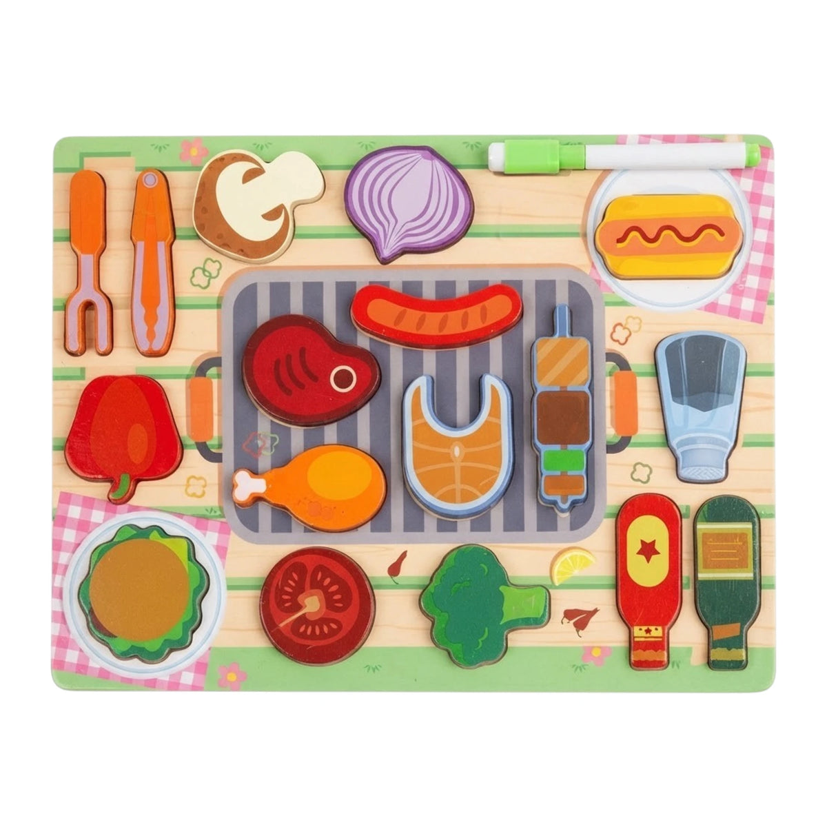 wooden food puzzle board 8" x 30"