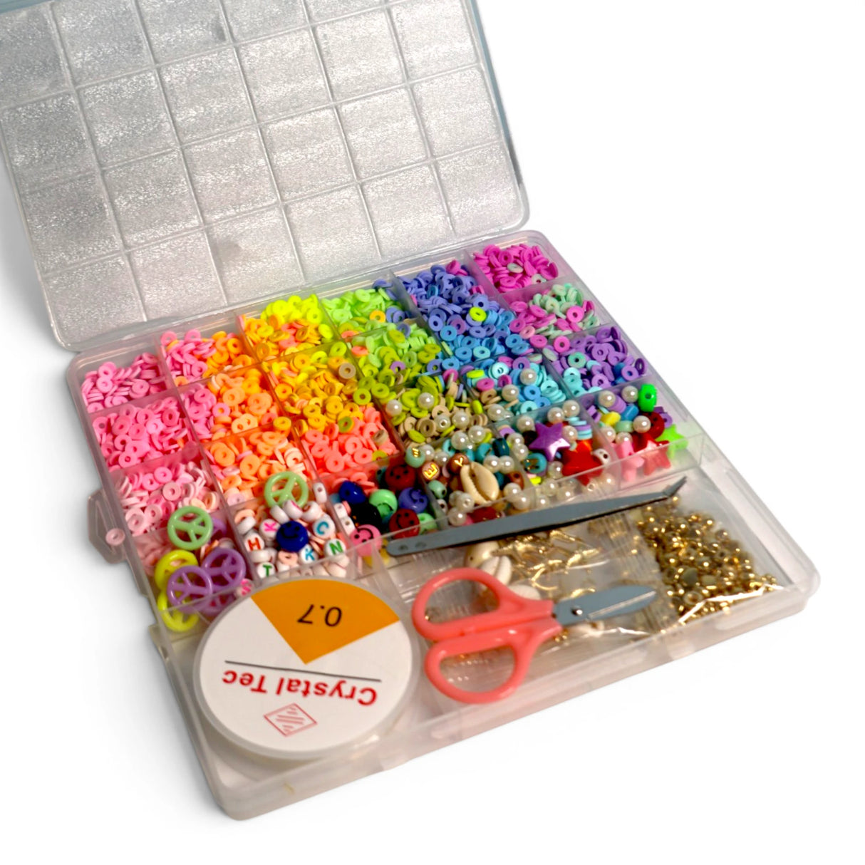 clay beads set with scissors
